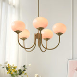 Aurevella | Modern Glam Chandelier with Blush Glass Shades for Dining & Bedroom Spaces