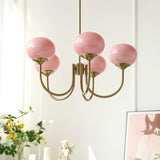 Aurevella | Modern Glam Chandelier with Blush Glass Shades for Dining & Bedroom Spaces