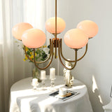 Aurevella | Modern Glam Chandelier with Blush Glass Shades for Dining & Bedroom Spaces