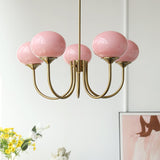 Aurevella | Modern Glam Chandelier with Blush Glass Shades for Dining & Bedroom Spaces