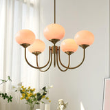 Aurevella | Modern Glam Chandelier with Blush Glass Shades for Dining & Bedroom Spaces