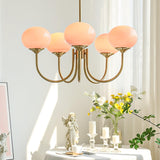 Aurevella | Modern Glam Chandelier with Blush Glass Shades for Dining & Bedroom Spaces