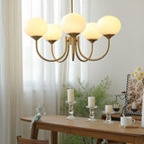 Aurevella | Modern Glam Chandelier with Blush Glass Shades for Dining & Bedroom Spaces