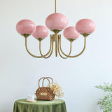 Aurevella | Modern Glam Chandelier with Blush Glass Shades for Dining & Bedroom Spaces