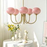 Aurevella | Modern Glam Chandelier with Blush Glass Shades for Dining & Bedroom Spaces