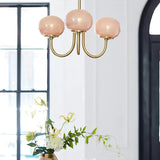 Aurevella | Modern Glam Chandelier with Blush Glass Shades for Dining & Bedroom Spaces