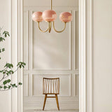 Aurevella | Modern Glam Chandelier with Blush Glass Shades for Dining & Bedroom Spaces