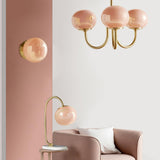 Aurevella | Modern Glam Chandelier with Blush Glass Shades for Dining & Bedroom Spaces