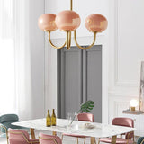 Aurevella | Modern Glam Chandelier with Blush Glass Shades for Dining & Bedroom Spaces