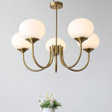 Aurevella | Modern Glam Chandelier with Blush Glass Shades for Dining & Bedroom Spaces