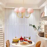 Aurevella | Modern Glam Chandelier with Blush Glass Shades for Dining & Bedroom Spaces