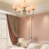Aurevella | Modern Glam Chandelier with Blush Glass Shades for Dining & Bedroom Spaces