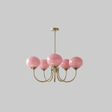 Aurevella | Modern Glam Chandelier with Blush Glass Shades for Dining & Bedroom Spaces