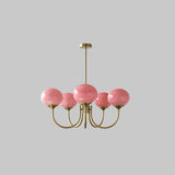 Aurevella | Modern Glam Chandelier with Blush Glass Shades for Dining & Bedroom Spaces