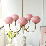 Aurevella | Modern Glam Chandelier with Blush Glass Shades for Dining & Bedroom Spaces
