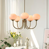 Aurevella | Modern Glam Chandelier with Blush Glass Shades for Dining & Bedroom Spaces