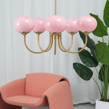 Aurevella | Modern Glam Chandelier with Blush Glass Shades for Dining & Bedroom Spaces