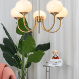 Aurevella | Modern Glam Chandelier with Blush Glass Shades for Dining & Bedroom Spaces