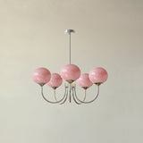 Aurevella | Modern Glam Chandelier with Blush Glass Shades for Dining & Bedroom Spaces