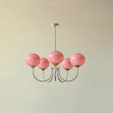 Aurevella | Modern Glam Chandelier with Blush Glass Shades for Dining & Bedroom Spaces