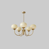 Aurevella | Modern Glam Chandelier with Blush Glass Shades for Dining & Bedroom Spaces