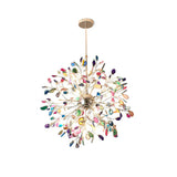 Norivana | Natural Agate Chandelier with Gold Frame for Elegant Living Spaces