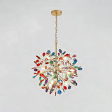Norivana | Natural Agate Chandelier with Gold Frame for Elegant Living Spaces
