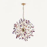 Norivana | Natural Agate Chandelier with Gold Frame for Elegant Living Spaces