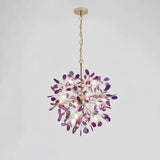 Norivana | Natural Agate Chandelier with Gold Frame for Elegant Living Spaces