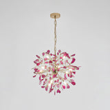 Norivana | Natural Agate Chandelier with Gold Frame for Elegant Living Spaces