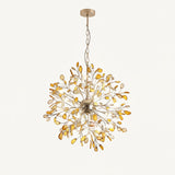 Norivana | Natural Agate Chandelier with Gold Frame for Elegant Living Spaces