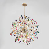 Norivana | Natural Agate Chandelier with Gold Frame for Elegant Living Spaces