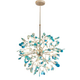 Norivana | Natural Agate Chandelier with Gold Frame for Elegant Living Spaces
