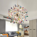 Norivana | Natural Agate Chandelier with Gold Frame for Elegant Living Spaces