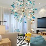 Norivana | Natural Agate Chandelier with Gold Frame for Elegant Living Spaces