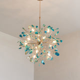 Norivana | Natural Agate Chandelier with Gold Frame for Elegant Living Spaces