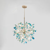 Norivana | Natural Agate Chandelier with Gold Frame for Elegant Living Spaces