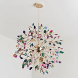 Norivana | Natural Agate Chandelier with Gold Frame for Elegant Living Spaces