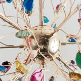Norivana | Natural Agate Chandelier with Gold Frame for Elegant Living Spaces