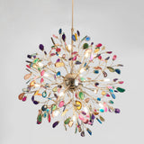 Norivana | Natural Agate Chandelier with Gold Frame for Elegant Living Spaces