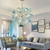 Norivana | Natural Agate Chandelier with Gold Frame for Elegant Living Spaces
