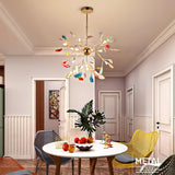 Norivana | Natural Agate Chandelier with Gold Frame for Elegant Living Spaces