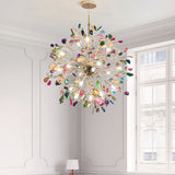 Norivana | Natural Agate Chandelier with Gold Frame for Elegant Living Spaces