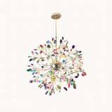 Norivana | Natural Agate Chandelier with Gold Frame for Elegant Living Spaces