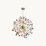Norivana | Natural Agate Chandelier with Gold Frame for Elegant Living Spaces
