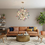 Norivana | Natural Agate Chandelier with Gold Frame for Elegant Living Spaces
