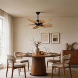 Tero | 132 cm Natural Palm Leaf Ceiling Fan with 6-Speed Remote Control for Living Room and Bedroom