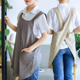 Beltoz | Cotton Linen Apron Dress Cross Back Kitchen Apron with Pockets for Cooking and Everyday Use
