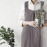 Beltoz | Cotton Linen Apron Dress Cross Back Kitchen Apron with Pockets for Cooking and Everyday Use