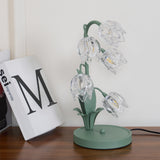 Norellea | Floral Glass Table Lamp with Green Stem Base and G4 Lighting